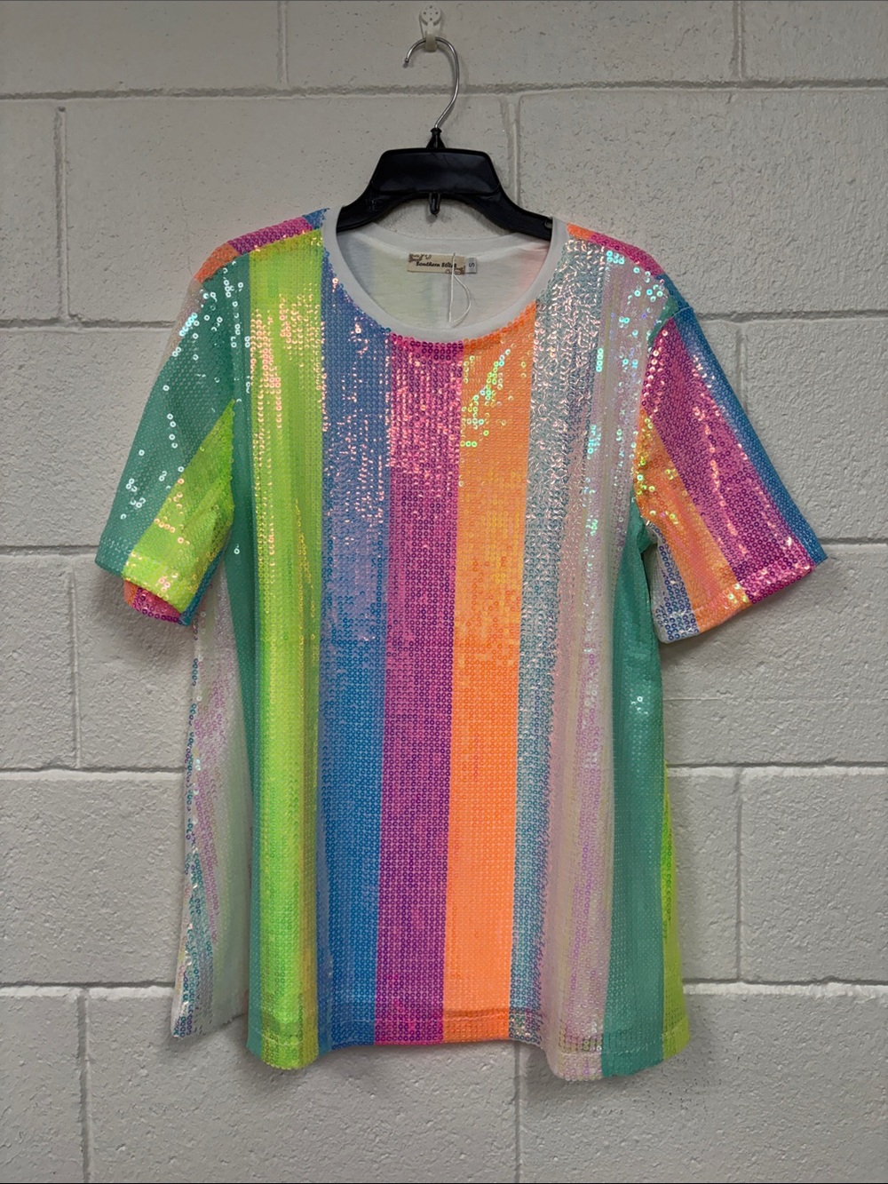 Southern Stitch Vibrant Rainbow Sequin Women's Tee